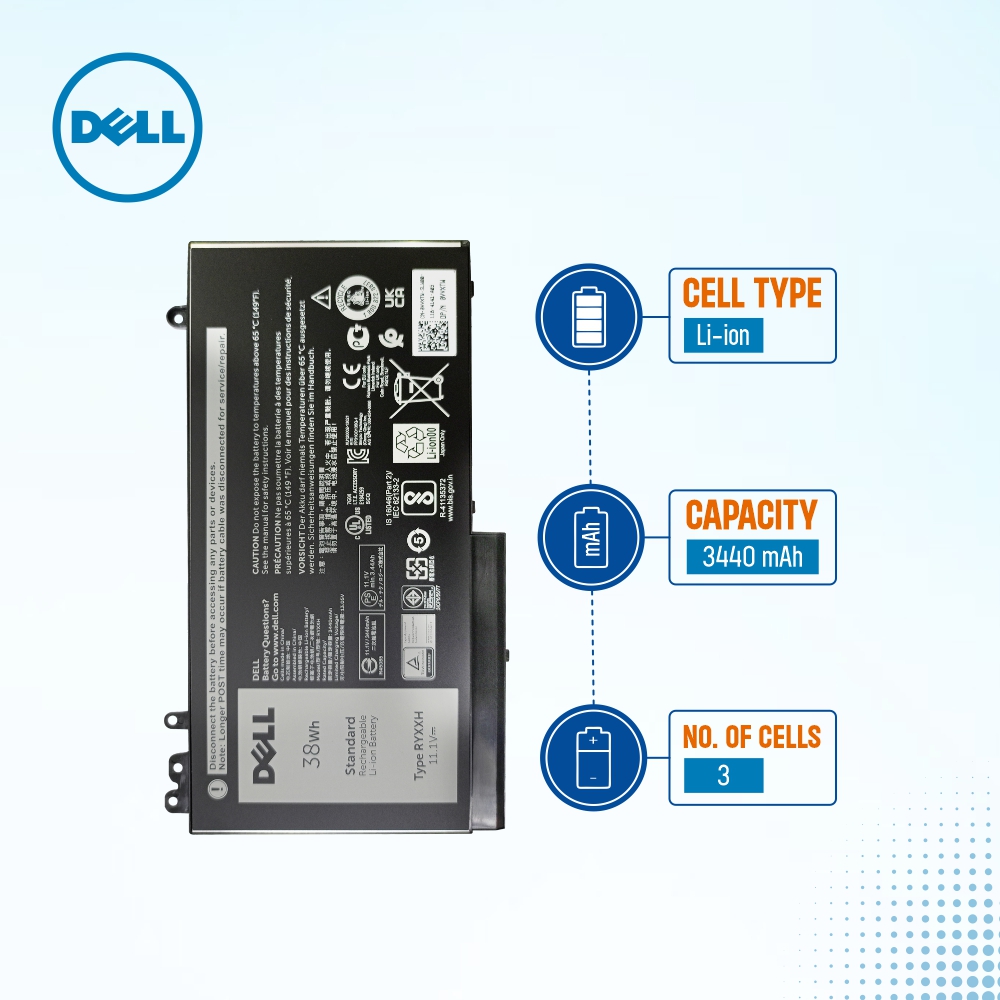 Genuine Battery For Dell E5450 RYXXH 38Wh 3 Cell 3440mAh