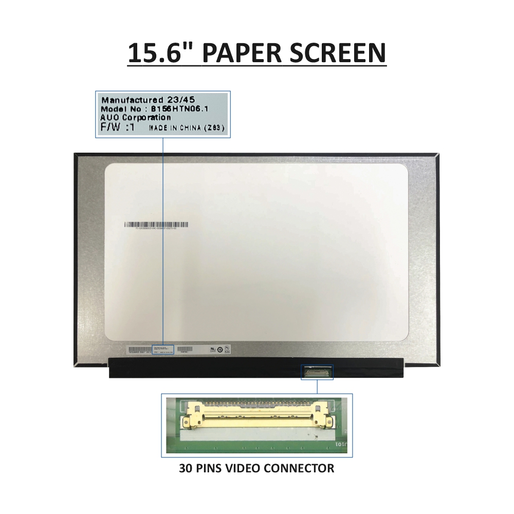 Laptop Screen For 15.6 (15.6"inch) Slim Paper 30PIN IPS Full HD (1920x1080) With 1 Year Warranty