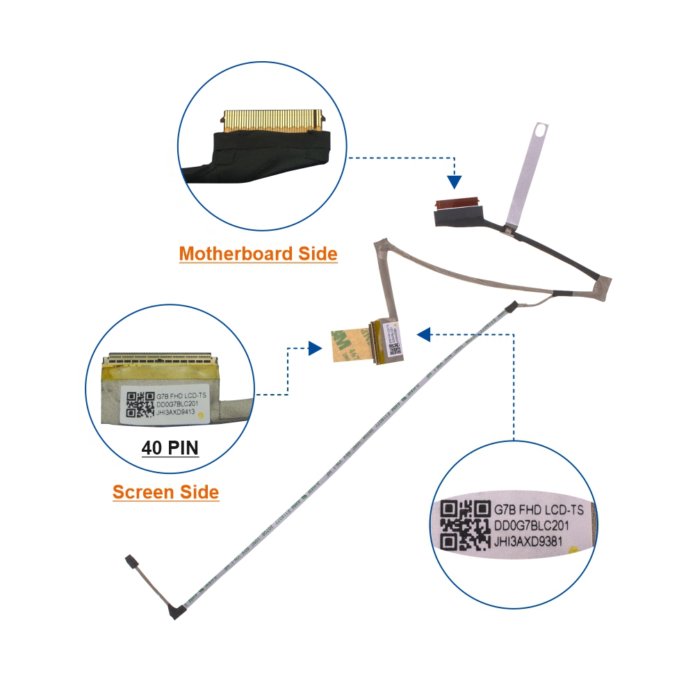 Laptop Internal Display Cable For HP 15CS 15CW Series 40PIN LED Video Screen Cable