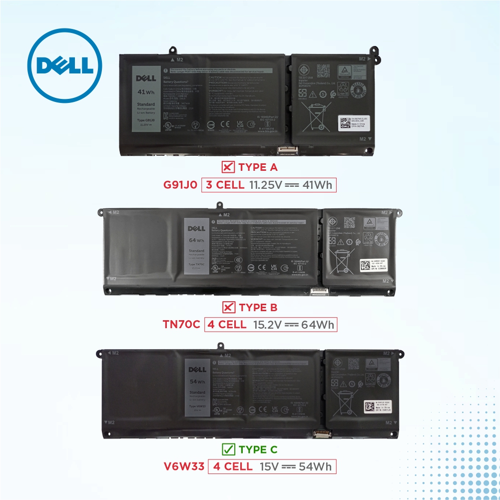 Genuine Battery For Dell V6W33 XDY9K 54Wh 4Cell 3420mAh