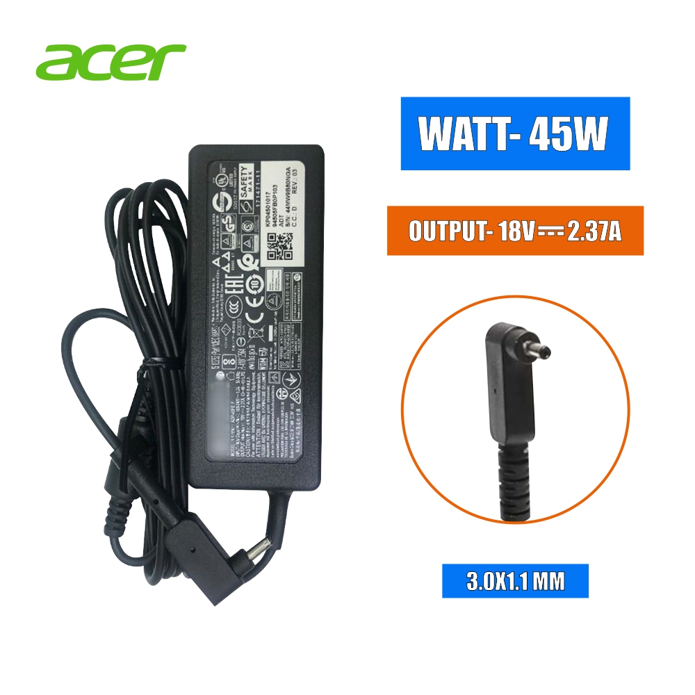 Genuine Adapter For Acer 45W 18 Volt 2.37Amp 3.0x1.1mm Mini Pin