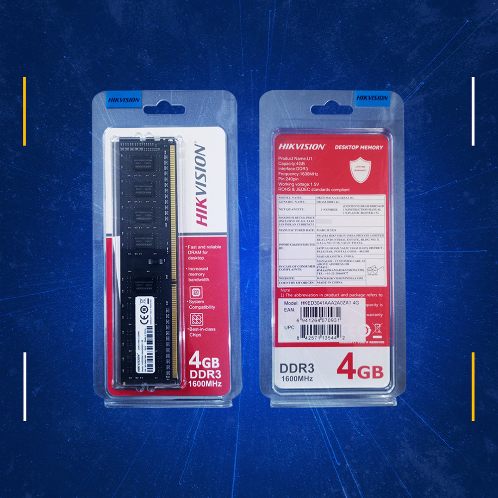 Hikvision Desktop Ram 4GB DDR3 1600MHz 12800