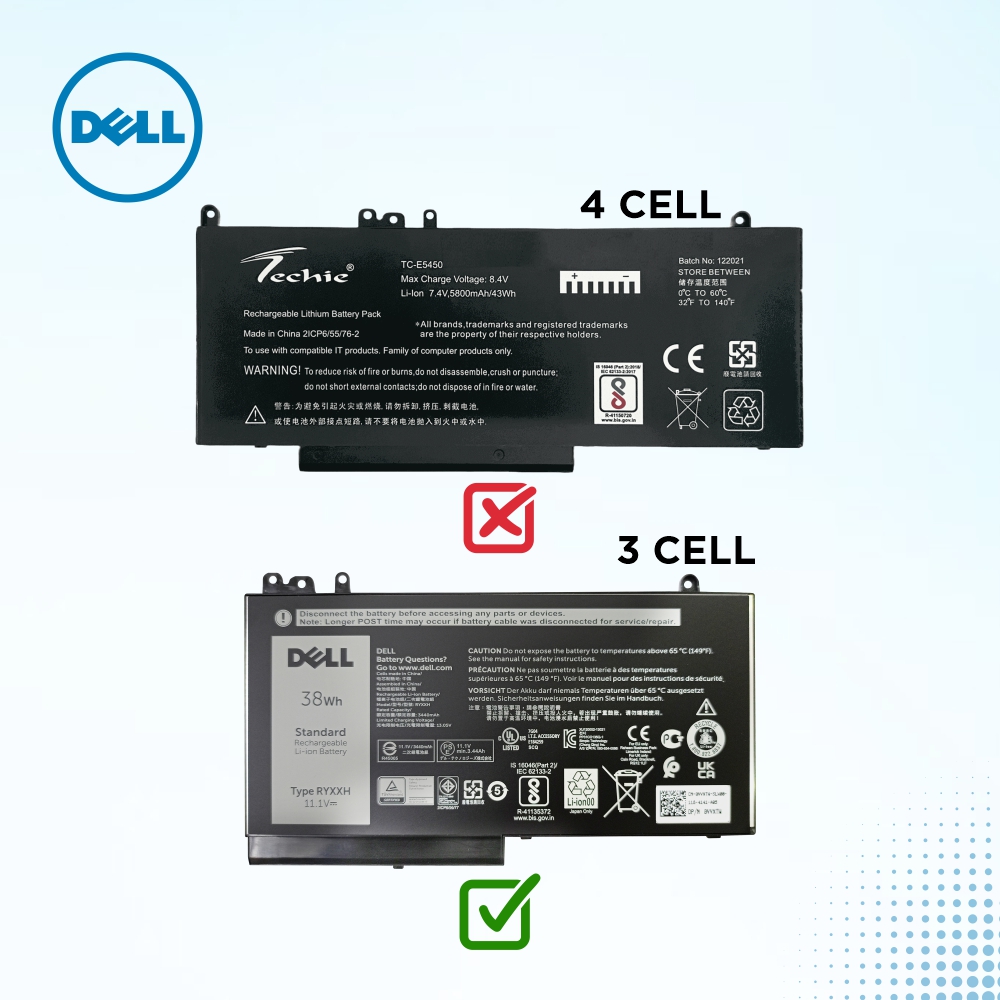 Genuine Battery For Dell E5450 RYXXH 38Wh 3 Cell 3440mAh